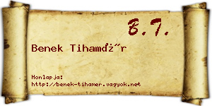 Benek Tihamér névjegykártya